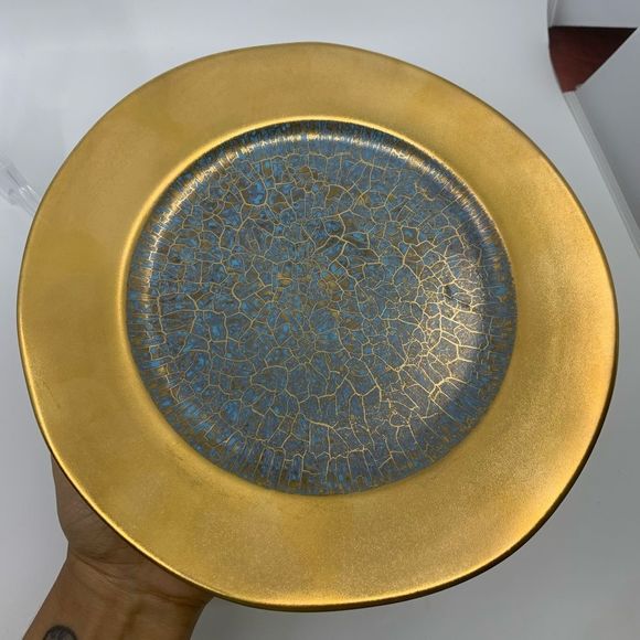 Michael Wainwright Sandra Baccus Gold/Turquoise Salad Plates - Picture 5 of 10